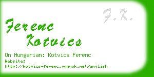 ferenc kotvics business card